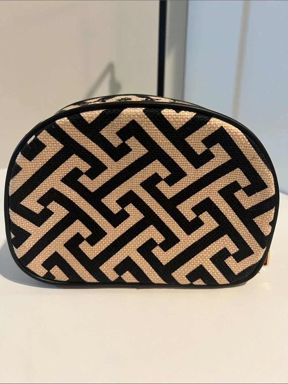 Spartina 449 Black and Cream Geometric Makeup Case